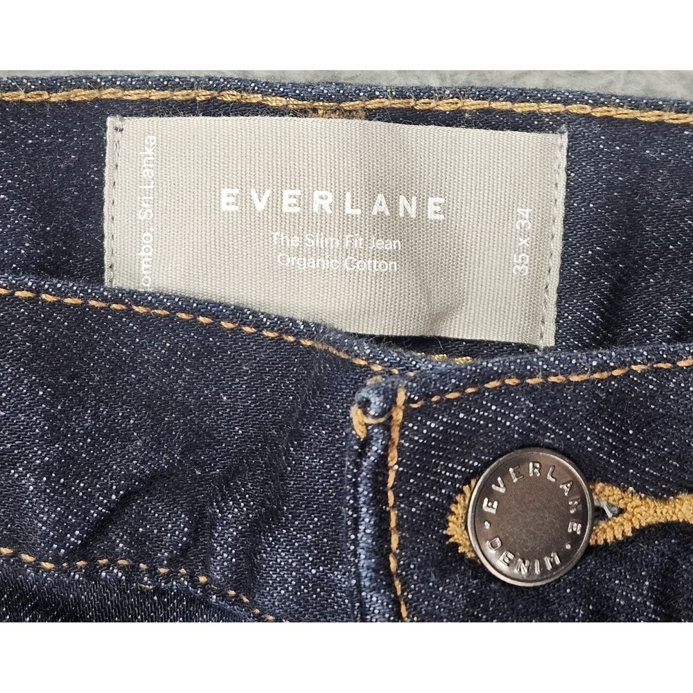 Everlane Slim Fit Jeans Men's 35x34 Dark Wash Organic Cotton Stretch Denim - Picture 3 of 12